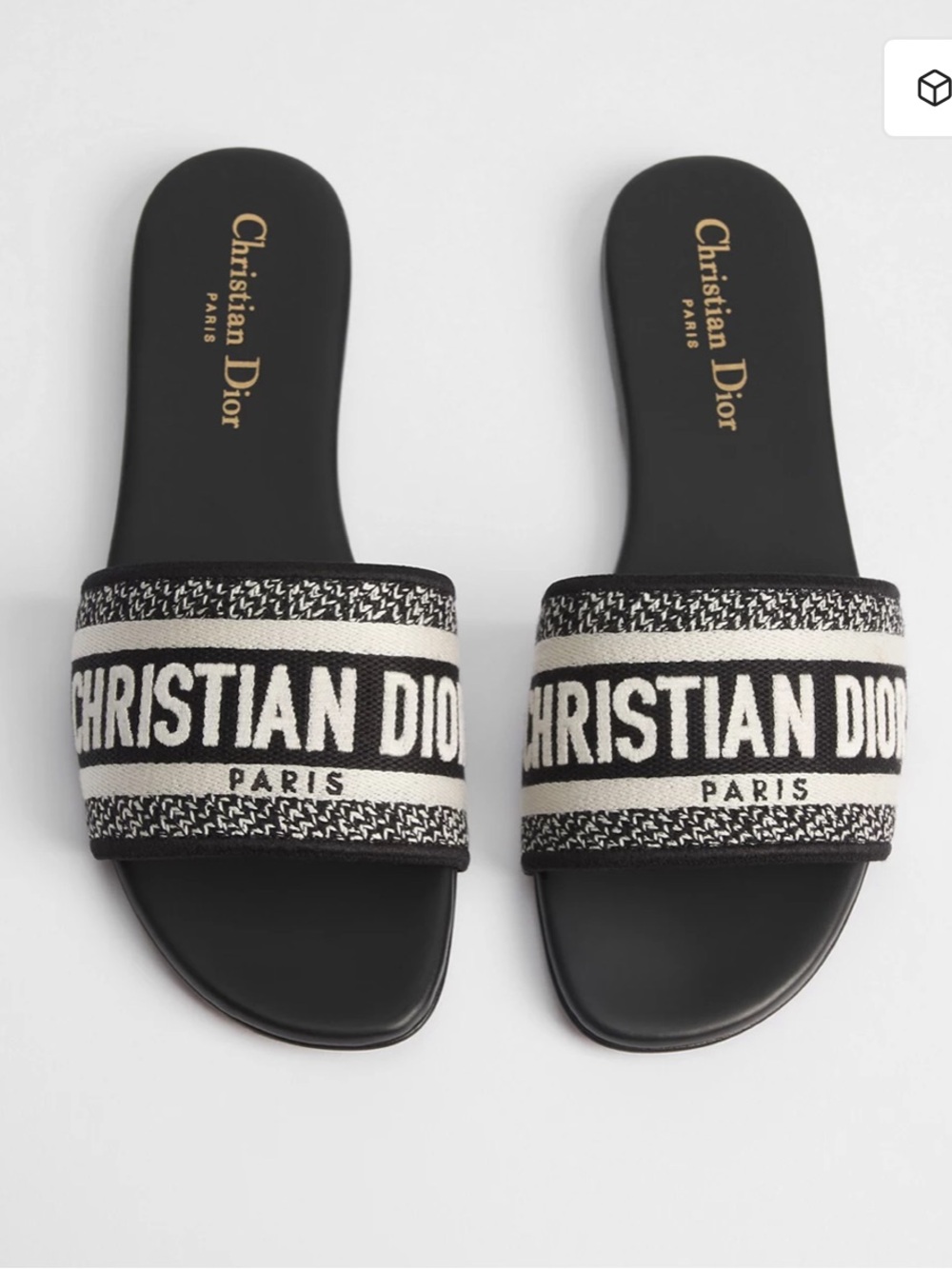 Dior Black Embroidered Dway Slide